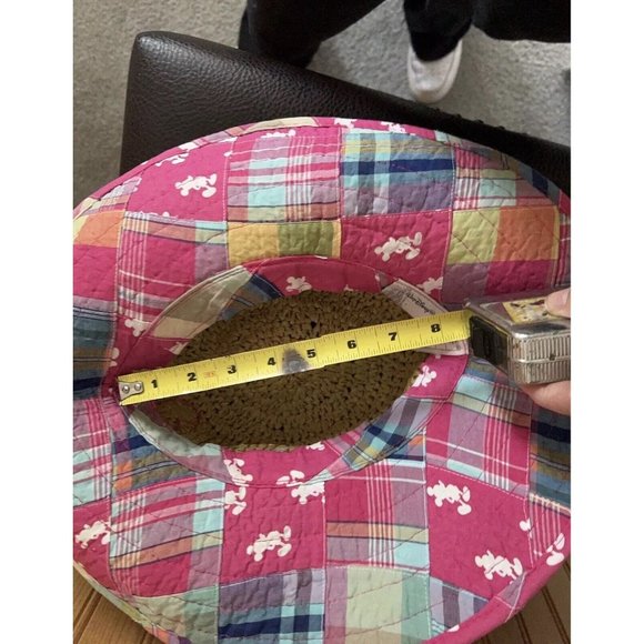 Disney World Sun Hat Pink Patchwork Brown Straw Hat Adult Beach Mickey Mouse - Picture 10 of 11